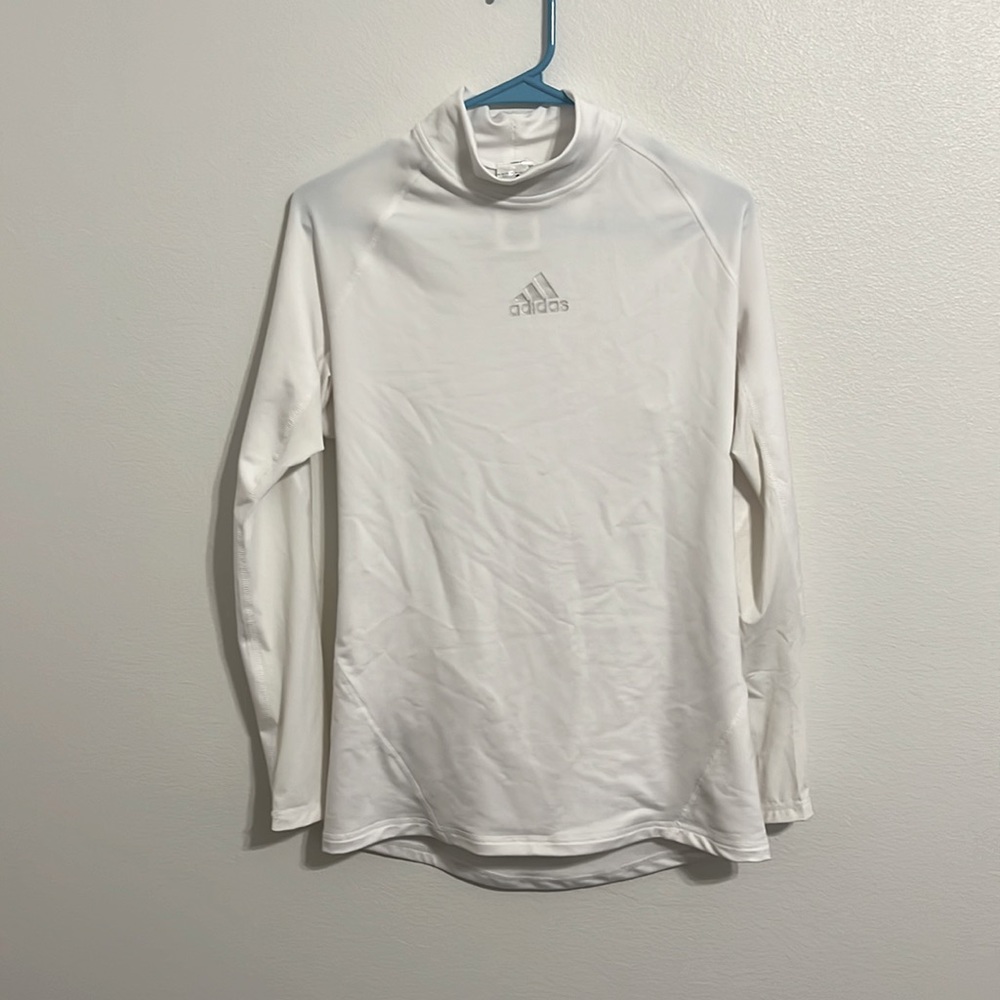 White turtleneck long sleeve adidas shirt